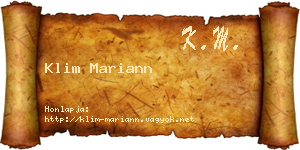 Klim Mariann névjegykártya